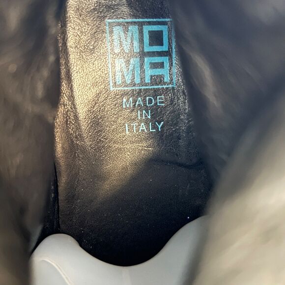 MoMa Mens Black Leather Ankle Boots Zip Chelsea Size US 7.5 Made In Italy 38 - Picture 7 of 8